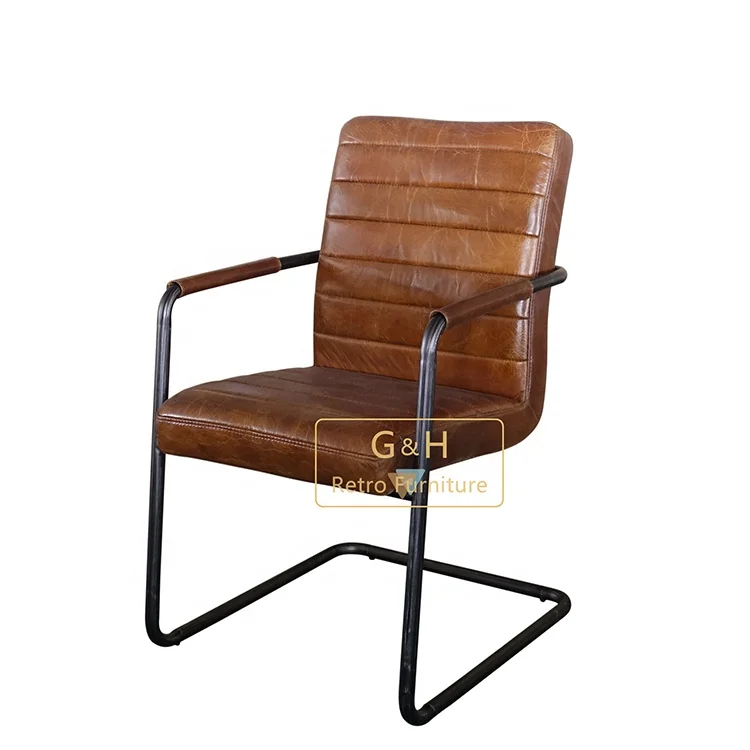 Industrieller Möbelstuhl im Retro-Stil, Möbelstuhl im Industriestil, Leder