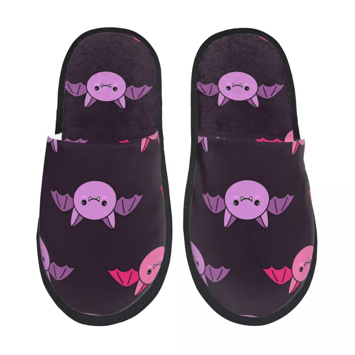

Тапочки для спальни с рисунком Хэллоуина с милыми летучими мышами теплые пушистые зимние шлепанцы