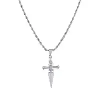 Colliers avec pendentif croix épée en acier inoxydable, chaîne torsadée ou maillons, Hip Hop Punk, ras du cou pour femmes et hommes, bijoux cadeaux 3
