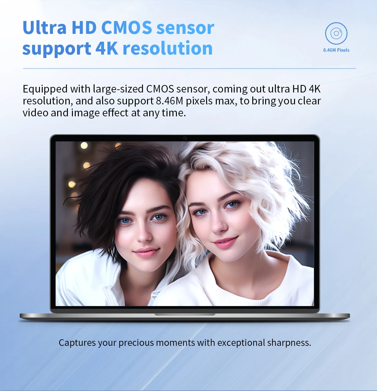 GUCEE HD85 4K Ultra HD Webcam 3840*2160 135&deg; Wide Angle Streaming Camera With Mic For Video Calling/Zoom/Skype/Team