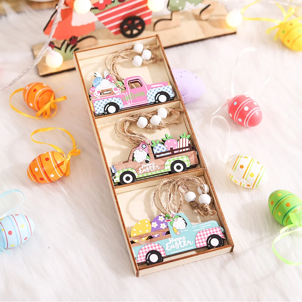 

3 Boxes of Easter Decoration Easter Wood Beaded Hanging Decoration Rustic Hanging Pendant