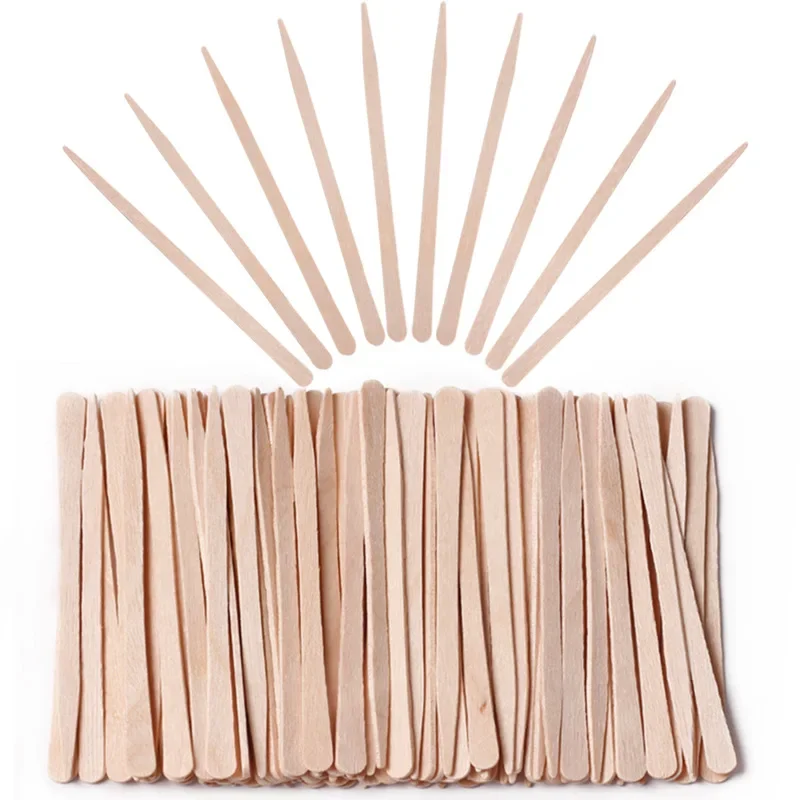 100 Pieces Disposable Wood Stick Beauty Spatulas Log Hair Removal Wax Coating and Scraping Tool Eyebrow Trimming Wooden Stick 3