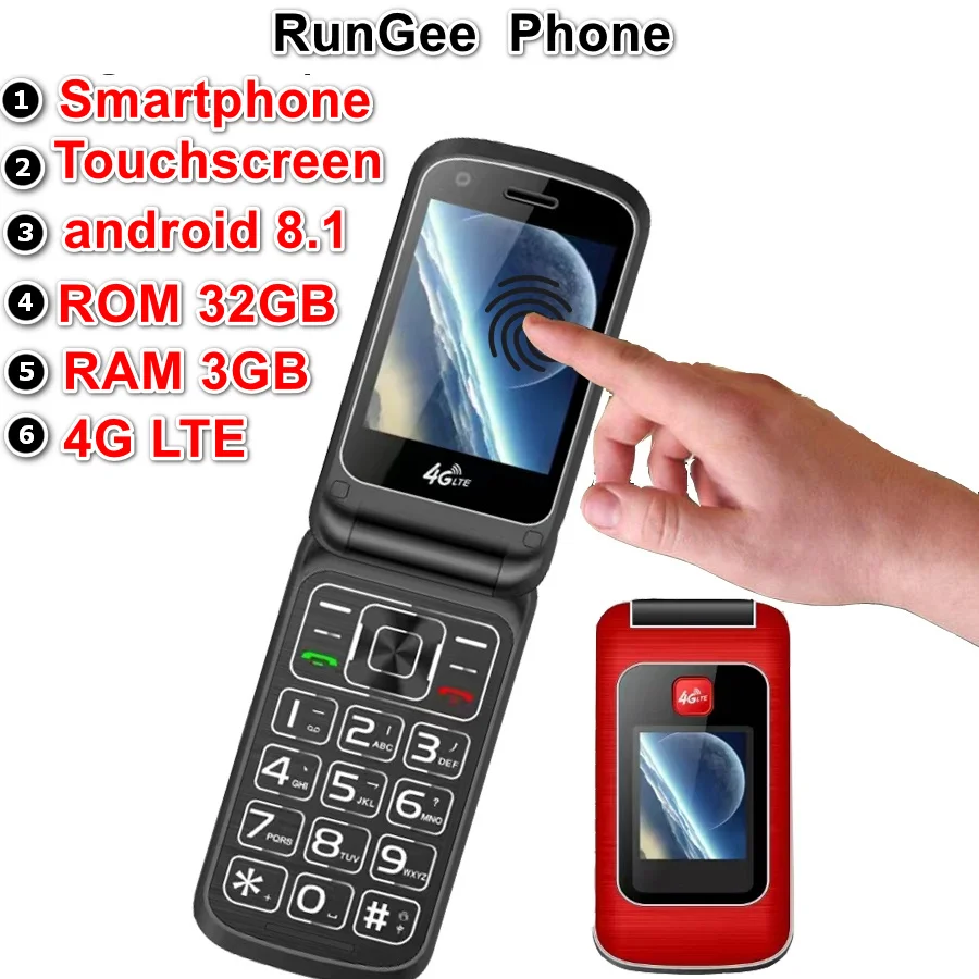 

Rungee Touchscreen android phone zello ptt smartphone 4G LTE 3GB RAM 32GB ROM Dual SIM FM Big battery android smartphone