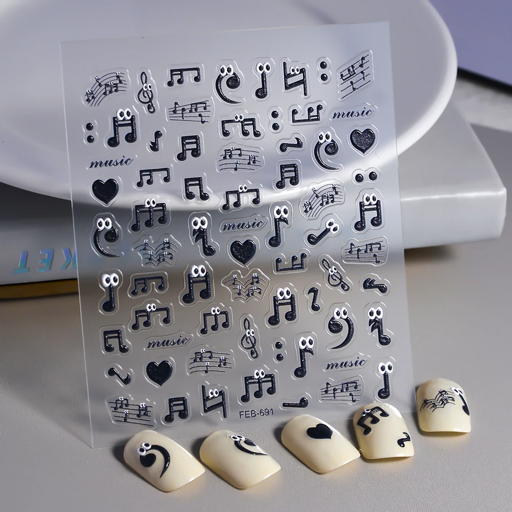 Music Eyes Unique 5D Nail Charm Nail Decoration Stickers 2