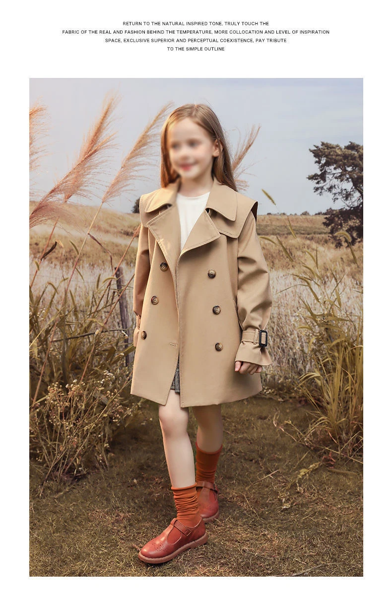 big fur coat Children's Clothing Girls Windbreaker New Children's Casual Children's Mid-length Spring And Autumn Coat Solid Color Top cloak jacket