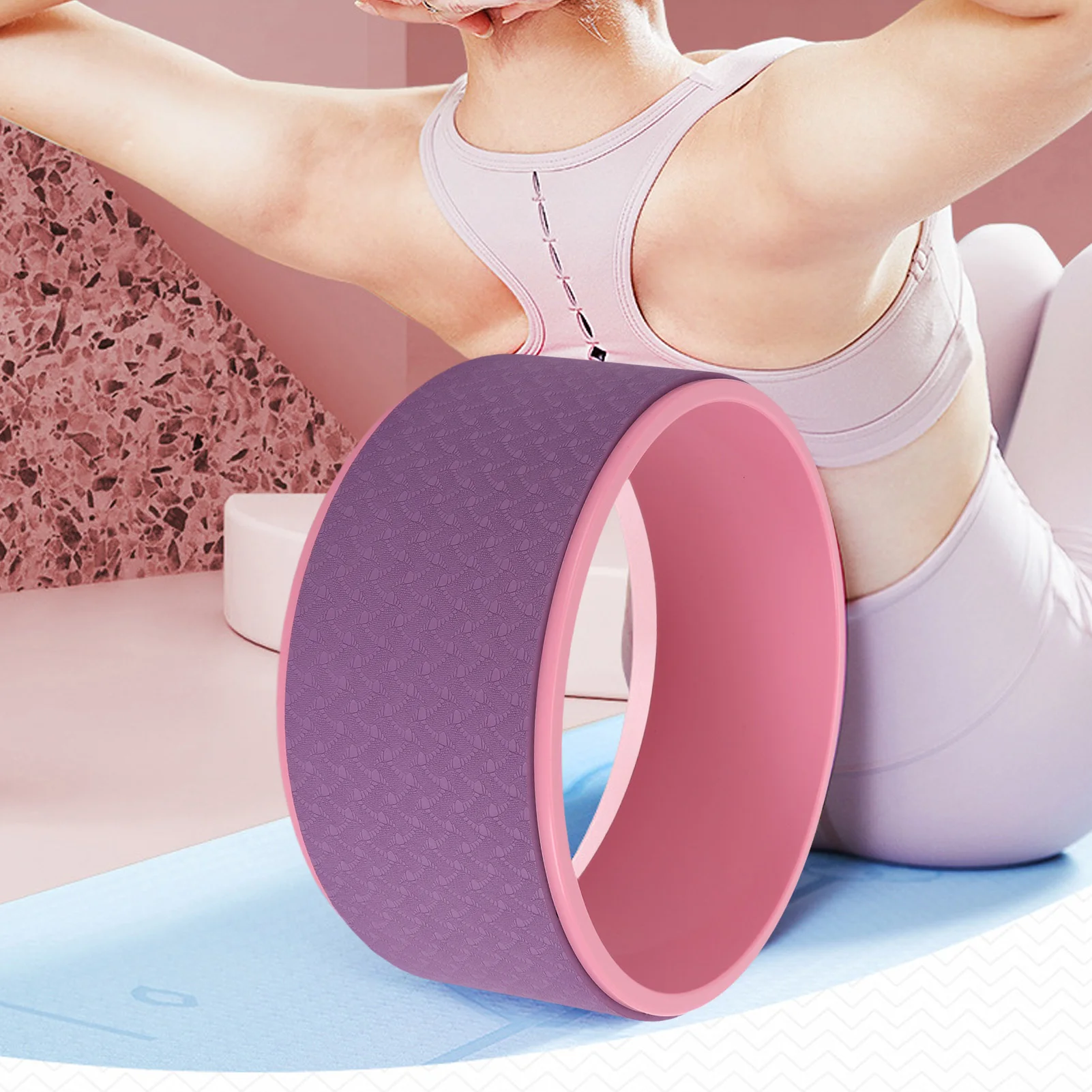 Back Roller Wheel Massage Improving Poses Stretching Wheel Foam Roller For Home Purple