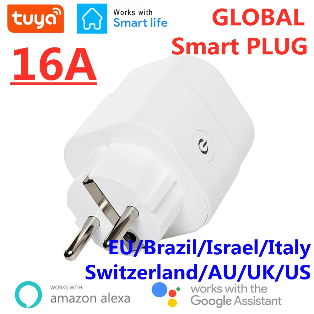 Wifi Smart Plug 16a Eu Brazil Uk Socket Power Monitor Timing Tuya