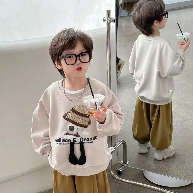 

Children's Sweater 2024 Autumn/Winter New Handsome Small And Medium Sized Boys Basecoat Boys Cartoon Top Kids Clothing