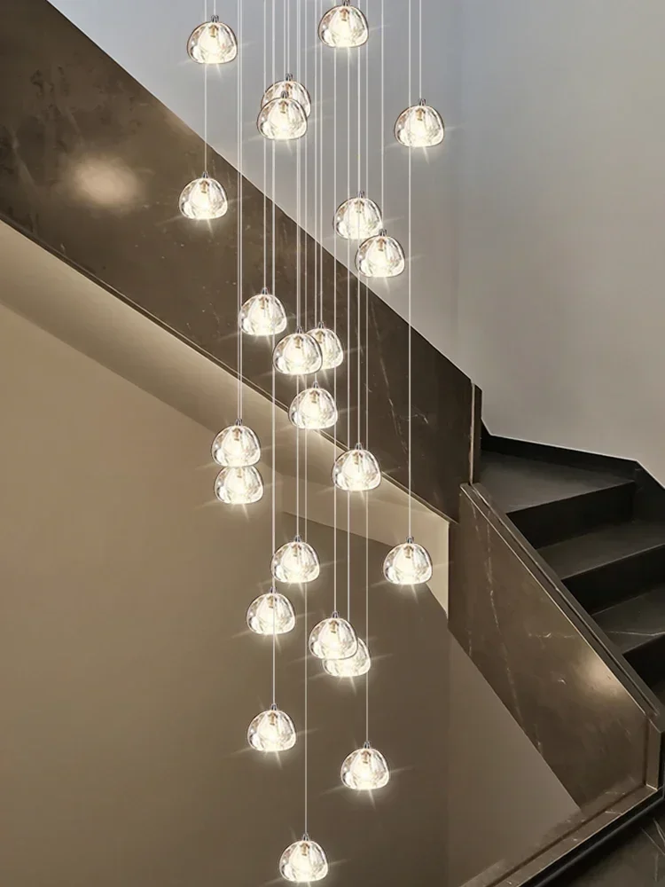 

Crystal Staircase Chandelier Living Room Luxury Design Spiral Staircase LED Lighting Pendent Lamp Duplex Loft Ceiling Chandelier