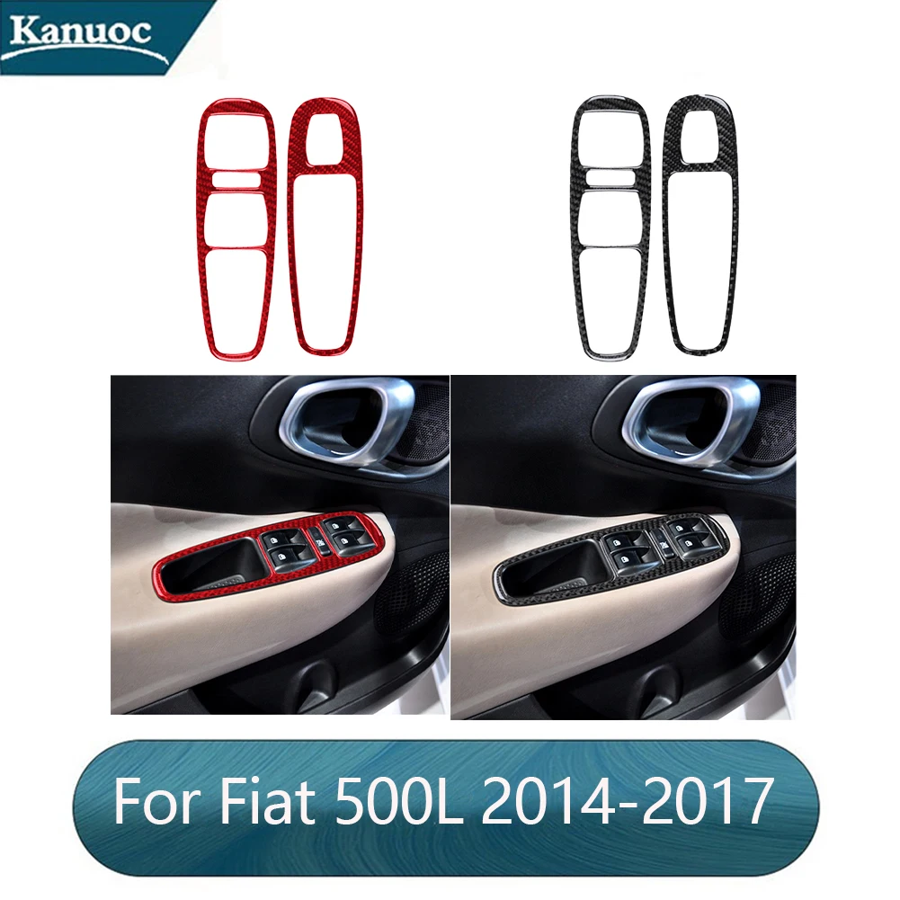Fiat 500L 2014-2017 용 탄소 섬유 자동차 창 버튼 스위치 보관 스티커 조..