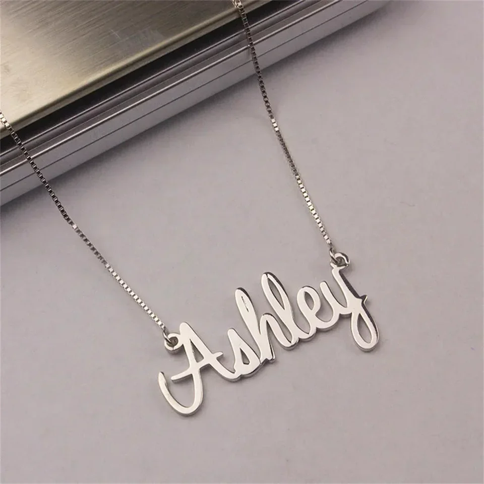 Hidepoo Personalized Name Necklace - Stainless Steel, 18"+2" Chain, Dainty Custom Pendant