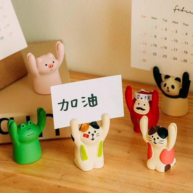 Kawaii Cartoon Card Holder Photocards Stand Message Note Holder Memo Clips Cute Desk Organizer Korean Stationery Office Supplies card holder credit card holder photo card holder desk organizer desk card holder card display stand postcard holder sticky note holder