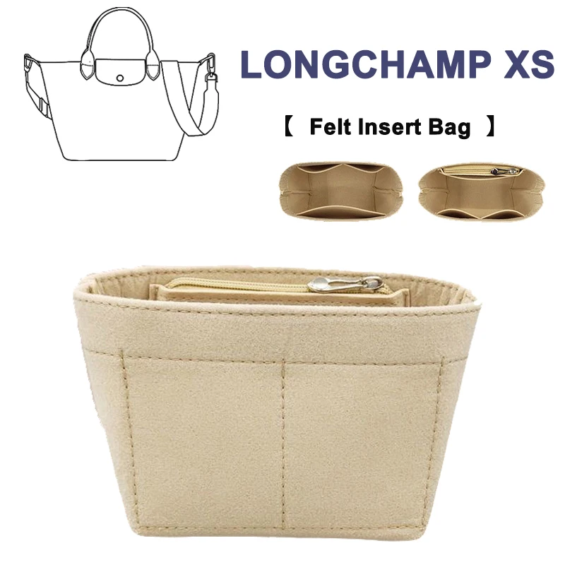 Borsa Con Inserto In Tessuto Di Feltro Per Longchamp Le Pliage Cuir Borsa Con Manico Superiore Xs Borsa Organizer Per Trucco Sling Organizer Da Viaggi