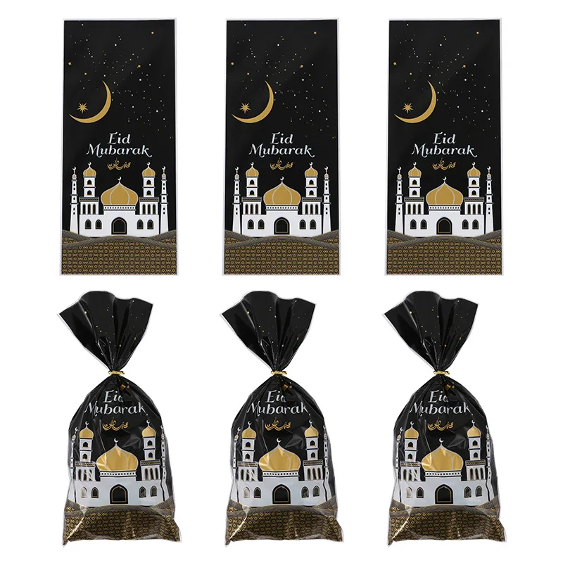 50 stücke Eid Mubarak Geschenk Taschen Kunststoff Süßigkeiten Cookie Tasche Ramadan Kareem Dekoration 2023 Islamischen Muslimischen Party Liefert Geschenke – Detail 3