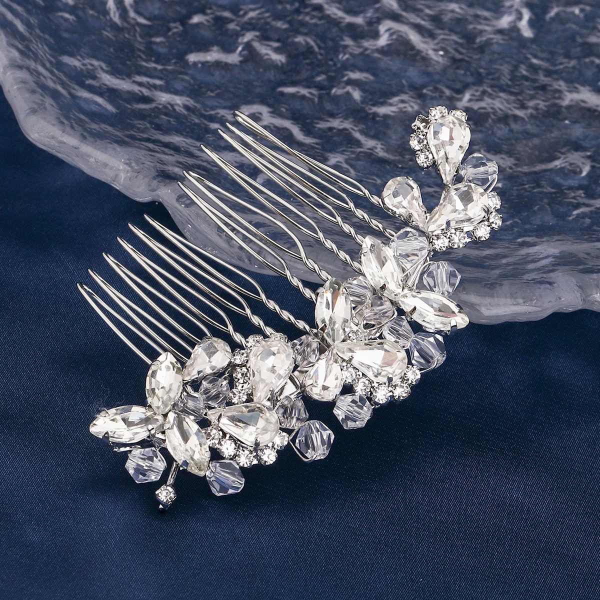 Braut Hochzeit Haarschmuck Kristall Blume Haar Kämme Clips für Frauen Braut Kopf bedeckung Brautjungfer Party Schmuck Geschenk – Detail 7