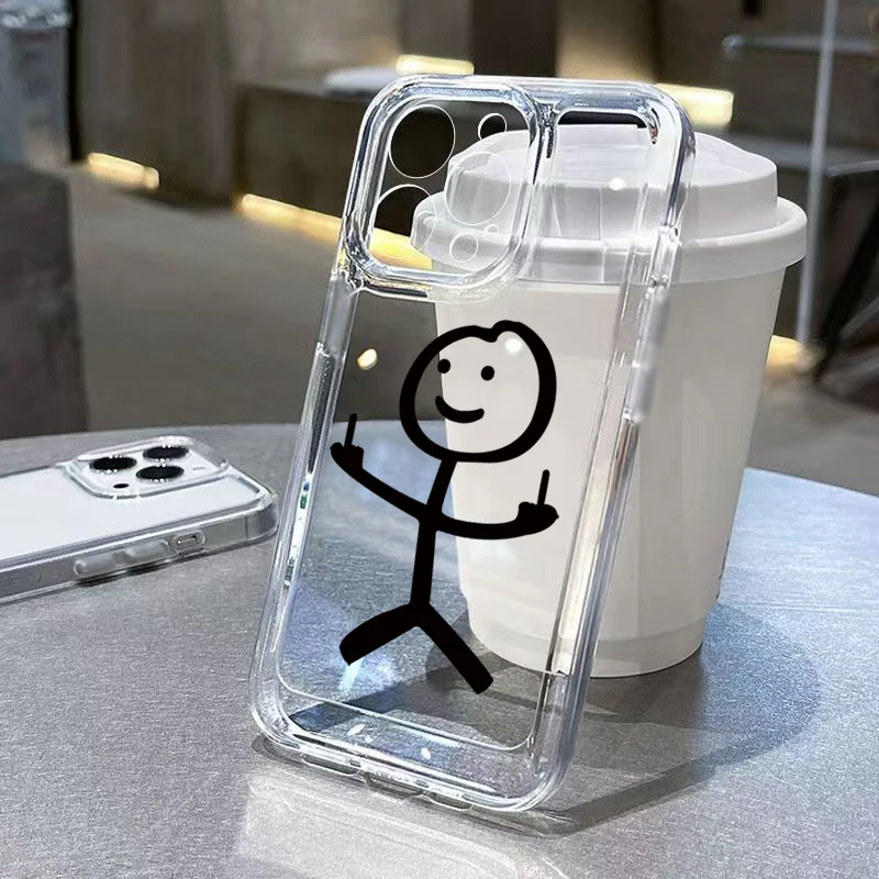 Soft Clear Phone Case with Cute Matchman Design