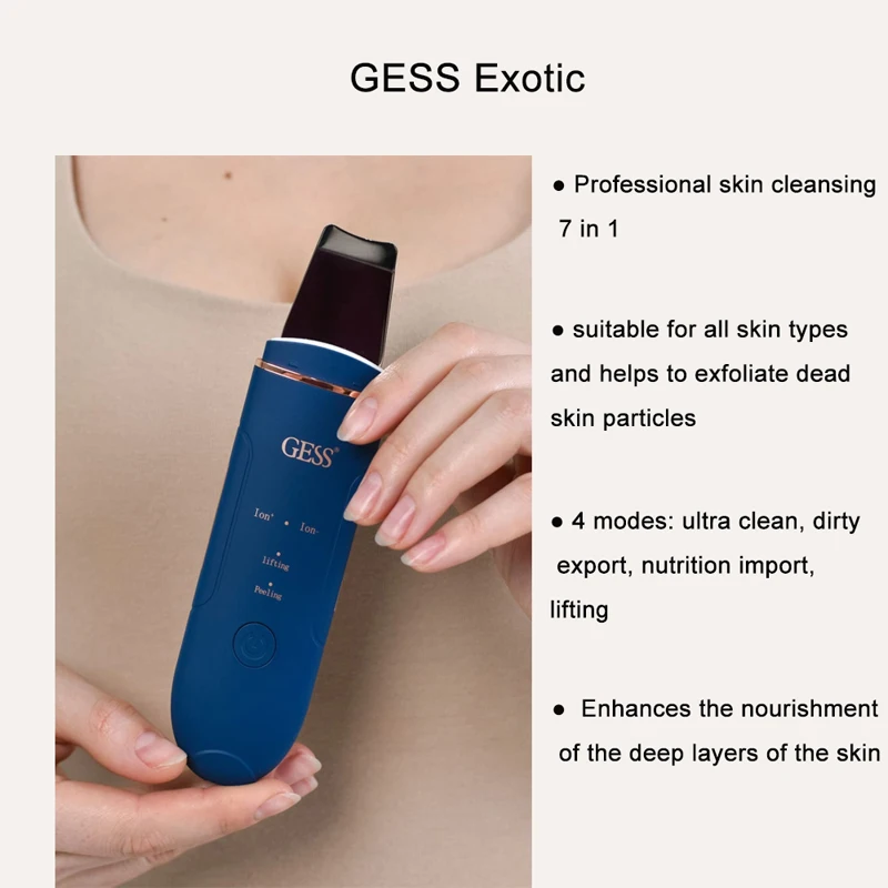 GESS Skin Scrubber Skin Spatula Blackhead Remover Facial Cleaner with 4 Modes Skincare Tool