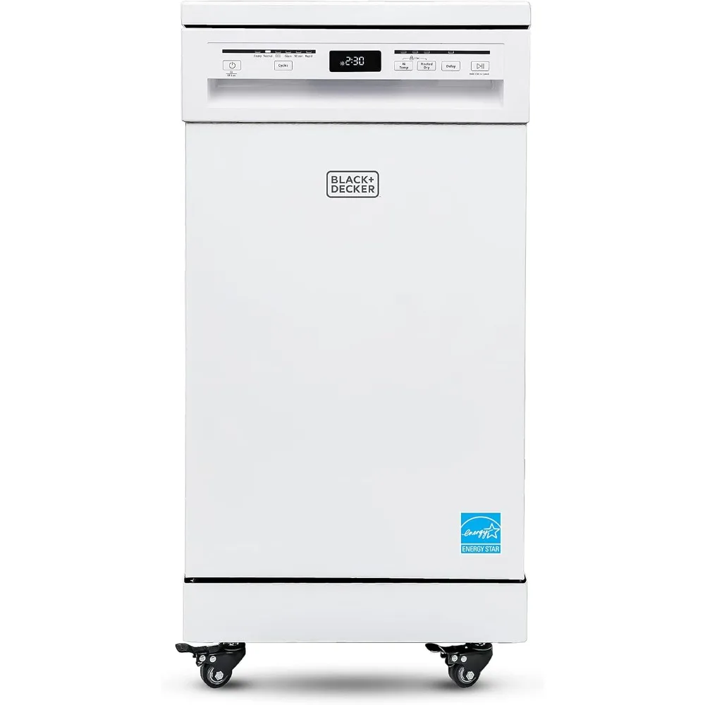 18&rdquo; Portable Dishwasher, Compact Dish Washer with 8-Place Setting Capacity, Stainless Steel Tub, 6 Wash Programs