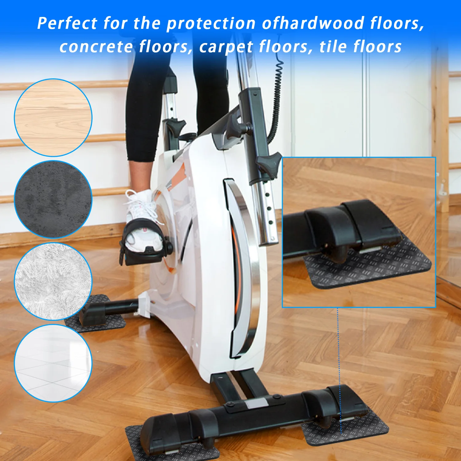 체육관 기계용 미끄럼 방지 장비 패드, 트레드밀, 크로스 트레이너, 무게추 벤치용 충격 흡수 바닥 보호대, 6 팩