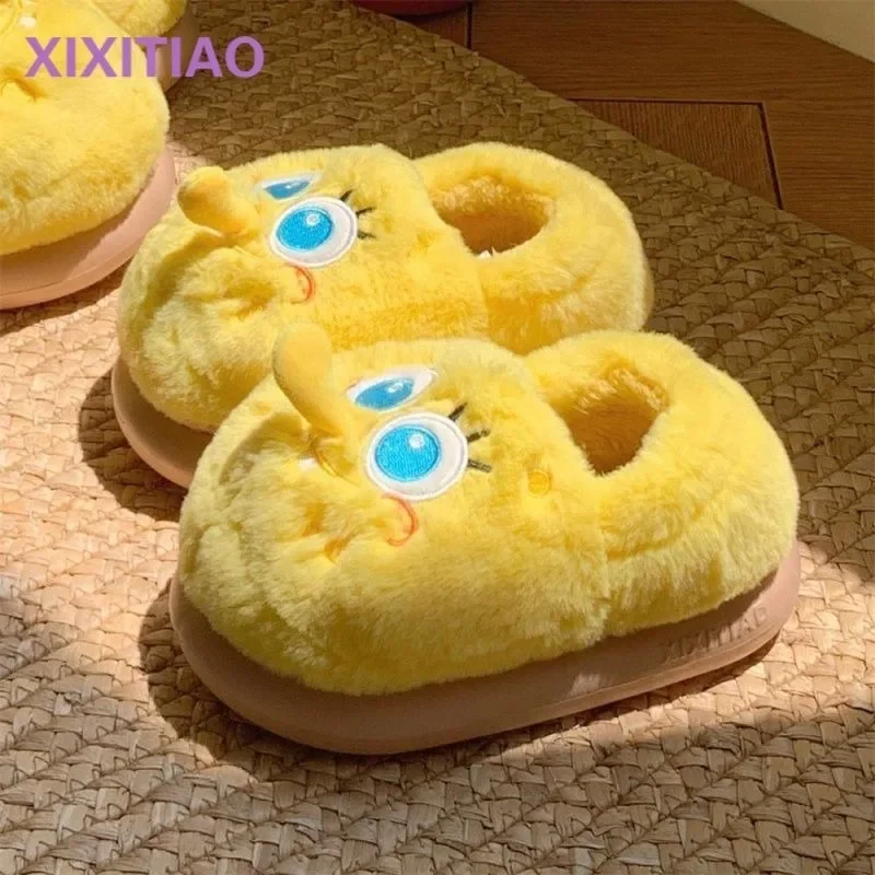

SpongeBob SquarePants Cute Creative Plush Indoor Slippers Kawaii Filled Warm Cotton Slippers Cute Peripheral Christmas Gift