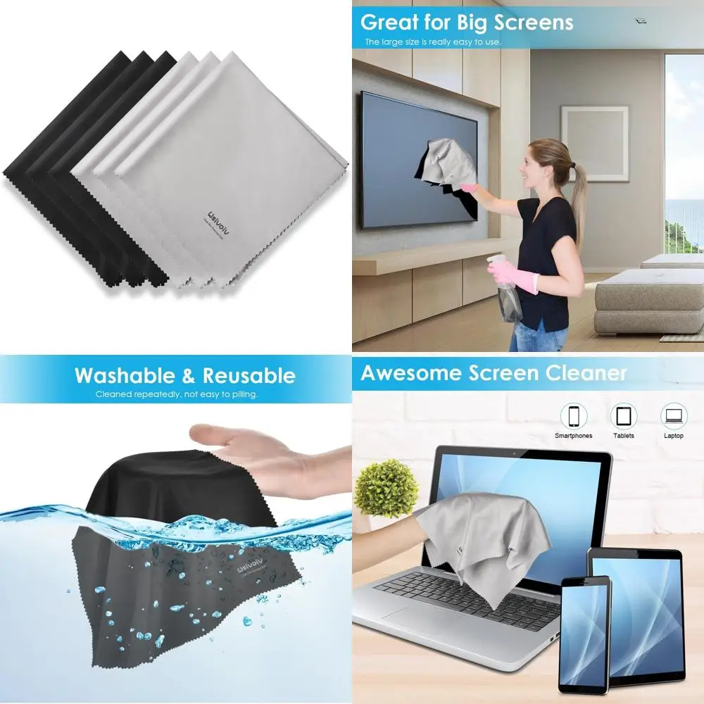 "6 Pack Large 12x12 Inch Individually Wrapped Premium Microfiber Eyeglass Cleaning Cloths"