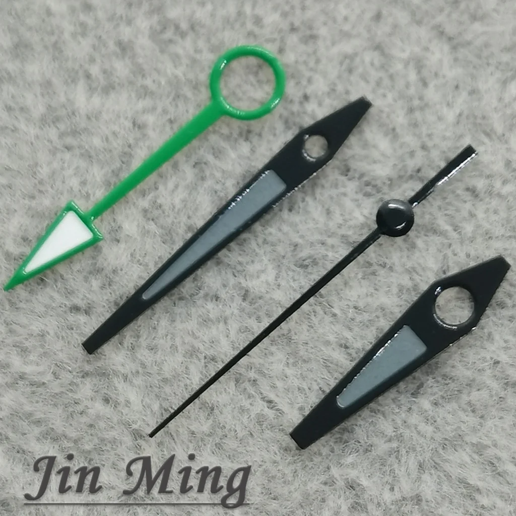 Premium Luminous Black/Grey Watch Hands with Green Glow