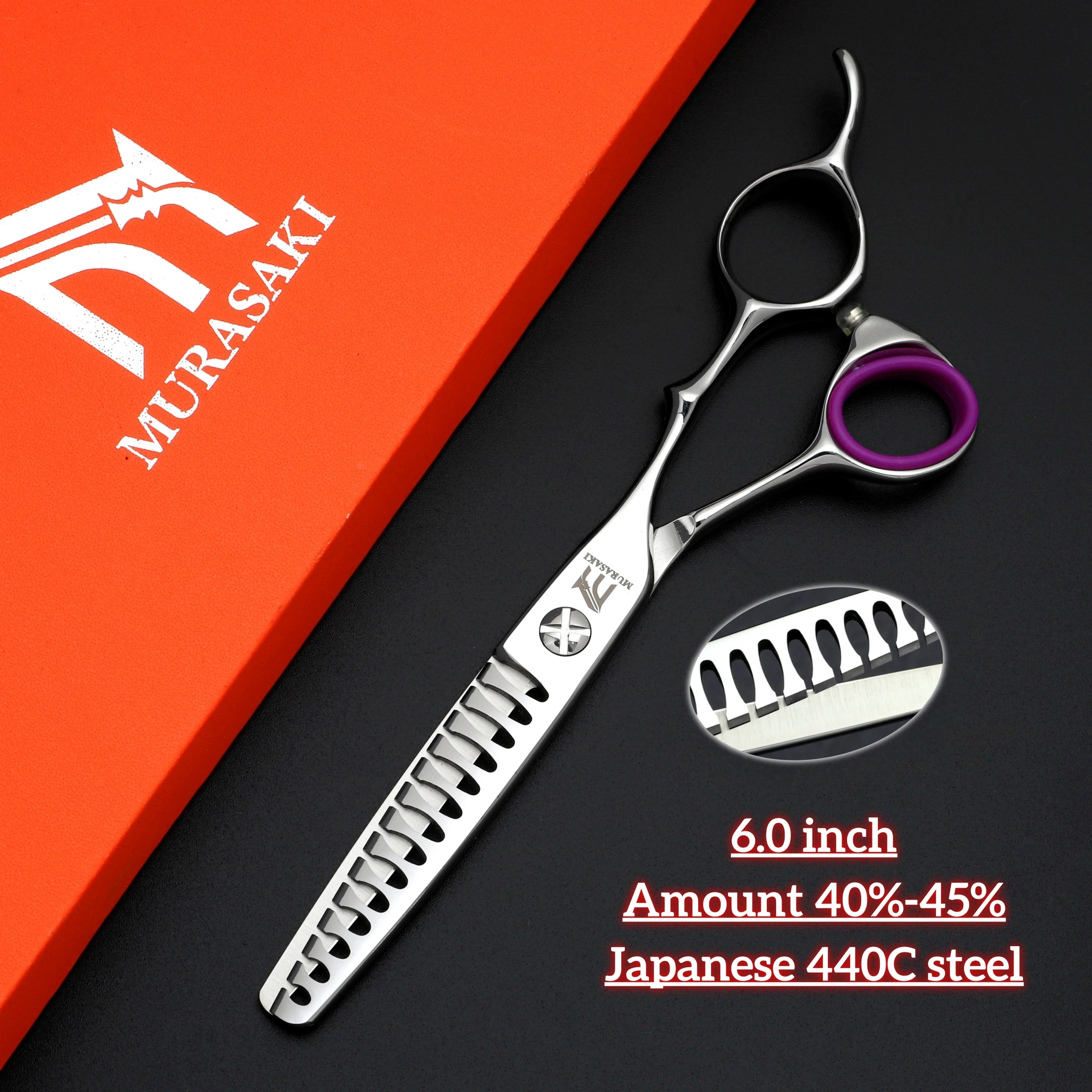 6인치 전문가용 숱가위, 일본 440C 강철 헤어 커팅 가위, 고품질 인체공학 이..