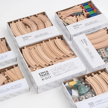 NEW Wooden Track Set Beech Wood Track Expansion Package Railway Train Track Set Fit for All Brands Trains Toys for Kids Gifts