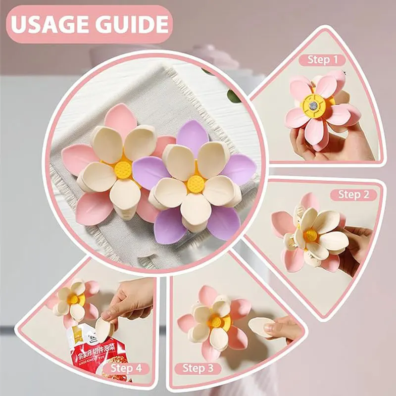 Flower Refrigerator Magnet Sealing Clip, Petal Sealing Clip Multifunctional Sealing Clip, Food Sealing Clip, Kitchen Accessories