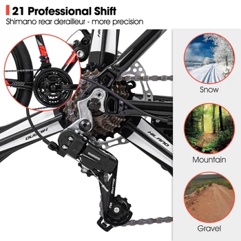 Hiland Mountain Bike,Shimano 21 Speeds Drivetrain,Aluminum Frame 26 Inch Wheels, with Disc-Brake for Men Women Men's MTB Bicycle 4