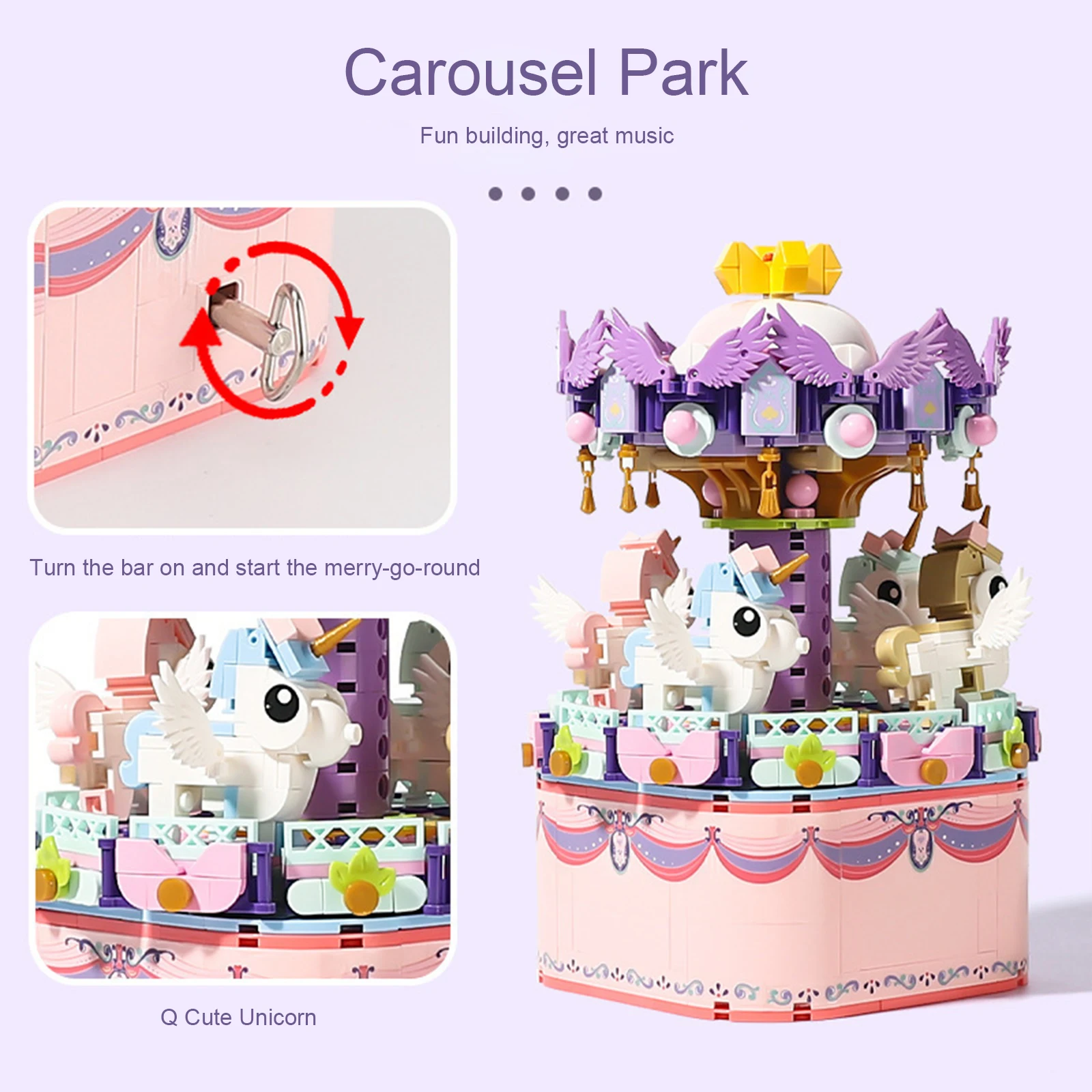 710 sztuk DIY diabelski młyn klocki montaż karuzela obrotowa pozytywka Mini klocki Model miasto prezent dla dzieci 2 710 sztuk DIY diabelski młyn klocki montaż karuzela obrotowa pozytywka Mini klocki Model miasto prezent dla dzieci - Image 2