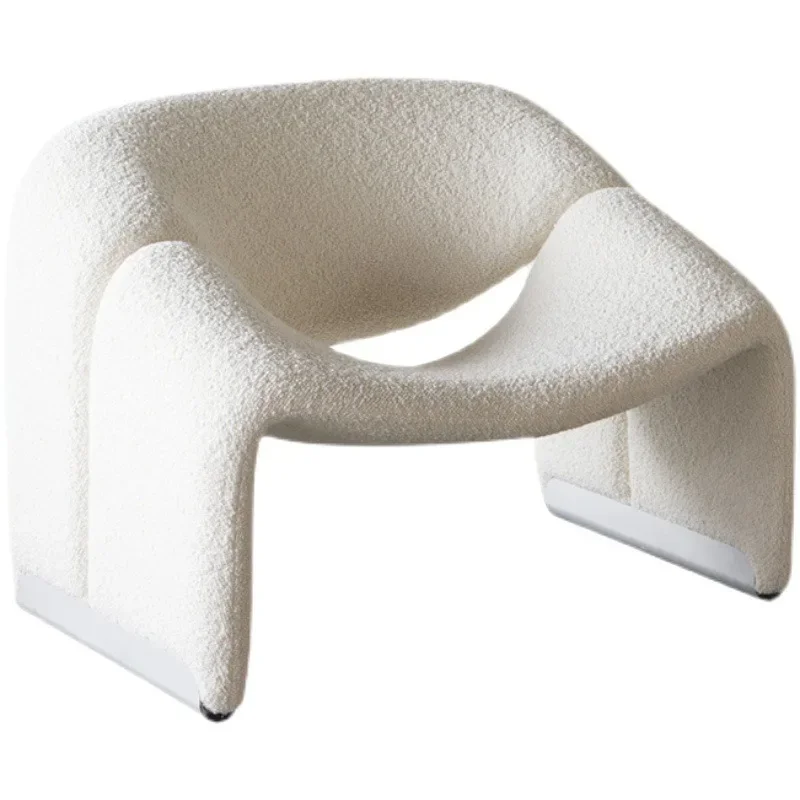 Nordic Leisure Home Single Person Sofa Light Luxury Lamb Plush Sofa Living Room Balcony Simple and Creative Lazy Sofa Chair