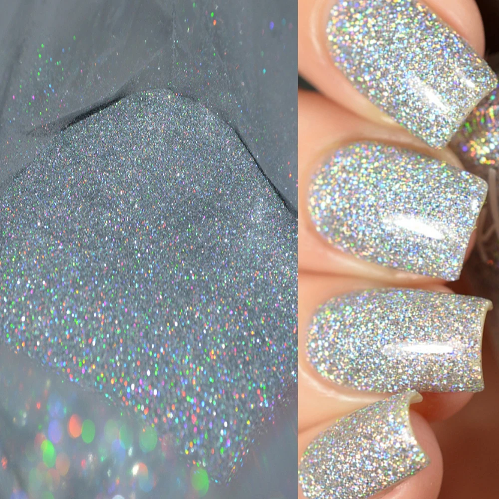 

50g Laser Silver Bulk Glitter Powder 0.2MM(1/128") Holographic Rainbow Fine Glitter Nail Chrome Dust Pigment Manicure Tips Decor