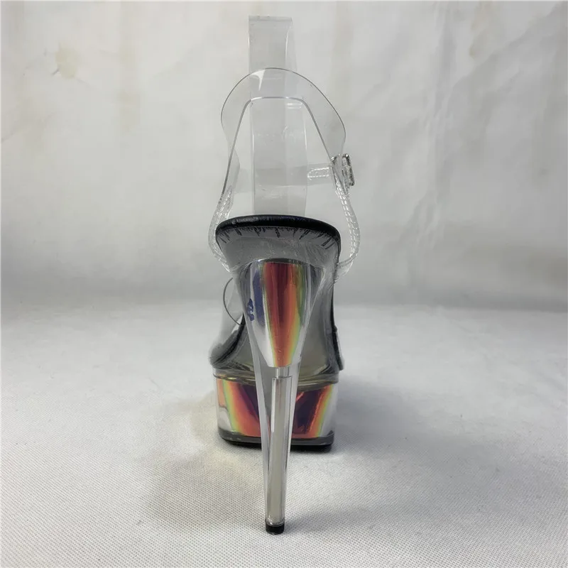 Fashion show heels, 15cm stilettos, dark blue party stage performances and sexy crystal dance shoes