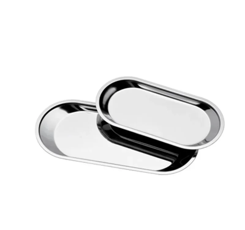 Organization Thickening Stainless Steel Towel Tray Napkin Tissue Plate Dish Table Ware Fine polishing salver Snack Dessert tray 2