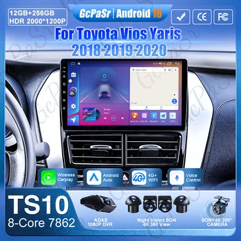 Android Auto per Toyota Vios Yaris 2018 2019 2020 Navigazione GPS 5G Wifi Autoradio Senza Schermo 2din Stereo Multimediale per Auto