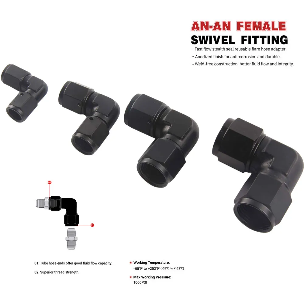 

forged aluminum Fuel Flare Adapter 90 Degree double female 4 6 8 10 AN46810 Adaptors Oil Fuel Fittings JT22