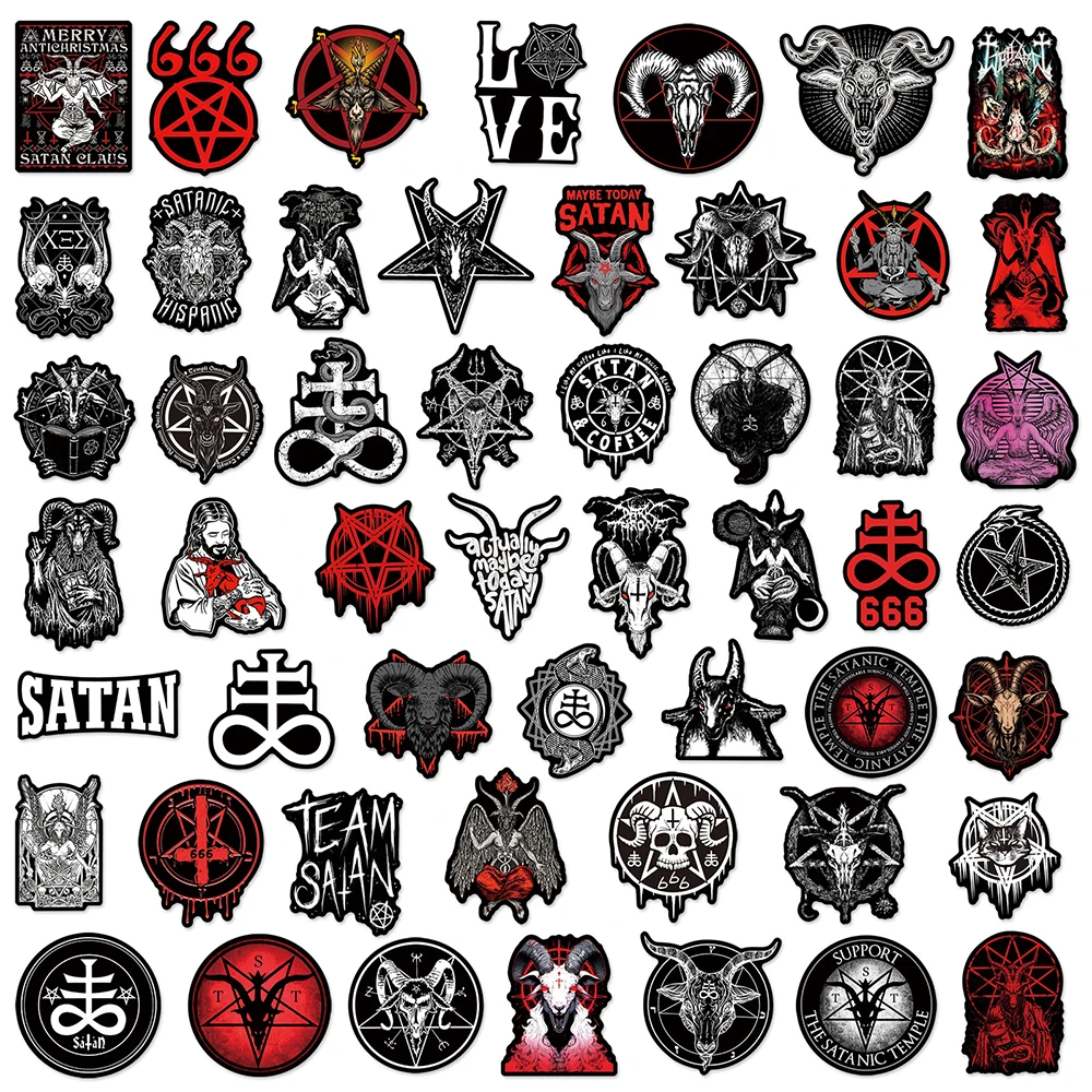 10/30/50pcs Cool Dark Satan Gothic Stickers Horror Demon Graffiti Decals DIY Scrapbook Laptop Fridge Waterproof Sticker Packs 6