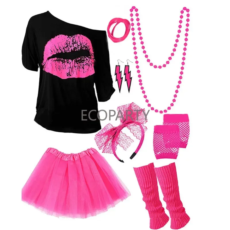 set di accessori per costume da festa retrò anni '80 per donne