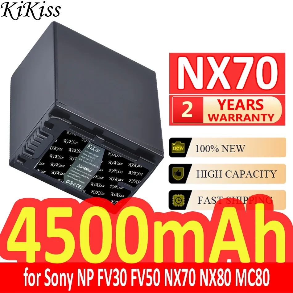 

Мощный аккумулятор KiKiss 4500 мАч для Sony NP FV30 FV50 FV60 FV70, PXW Z90 X70 NEX-VG30E HXR NX70 NX80 MC80