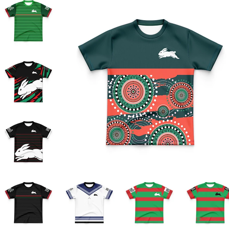 South Sydney Rabbits rugby jersey, home and away/indigenous/legion/training/rugby children's short sleeved shirt