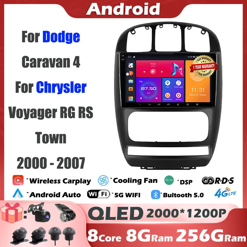 

Автомагнитола для Chrysler Voyager RG RS Town 2000 - 2007 Android 14, мультимедийный видеоплеер, навигация GPS WIFI