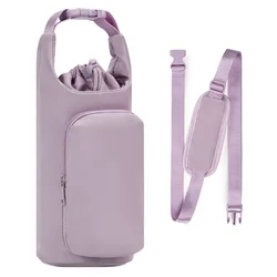 Adjustable Shoulder Strap Water Bottle Carrier Bag for Travel and Outdoor Adventures (Purple)