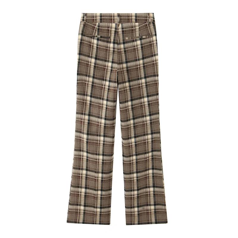 Street Fashion Plaid Slim Shirt 2 Pieces Sets Women Long Sleeve Tops Straight Long Pants Set 2025 Autumn Casual Woman Outfits