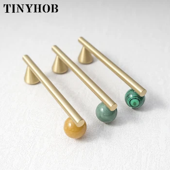 คริสตัลธรรมชาติ + ทองเหลืองเฟอร์นิเจอร์สําหรับห้องครัวตู้ลิ้นชักดึงตกแต่งบ้าน/สีชมพูตู้ฮาร์ดแวร์ตกแต่งลูกบิด 2