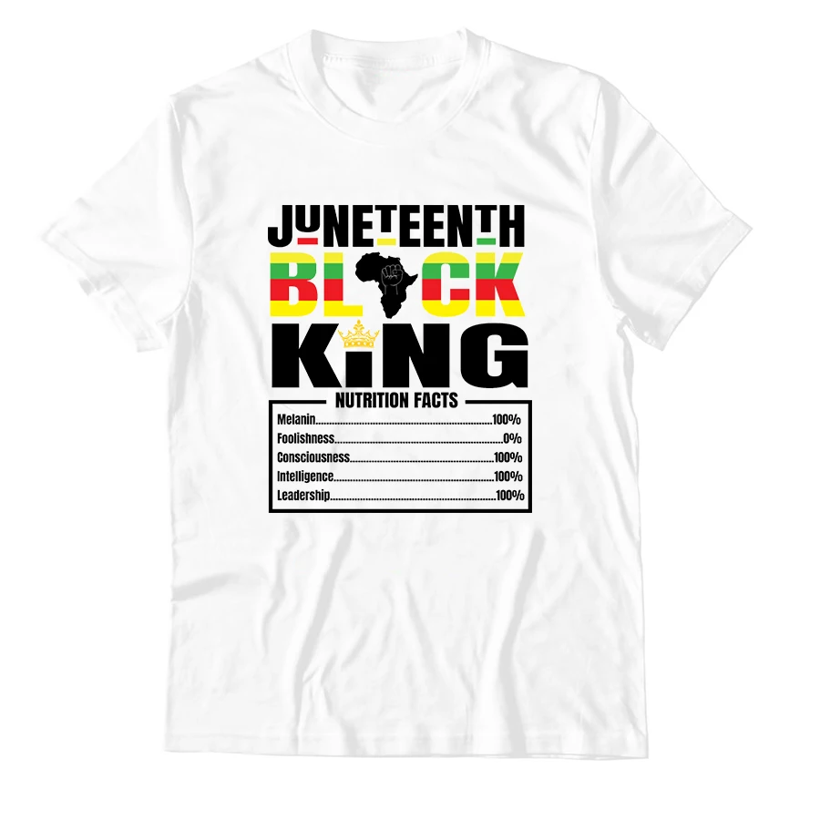 

Juneteenth Black King Melanin Nutritional Facts Men's T-Shirts Black Lives Matter hm Cartoon Print 100 Cotton T Shirt For Men