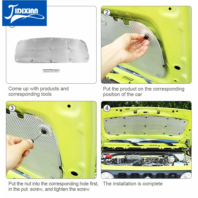 JIDIXIAN Car Engine Hood Sound Heat Insulation Cotton Pad Accessories for Suzuki Jimny Up