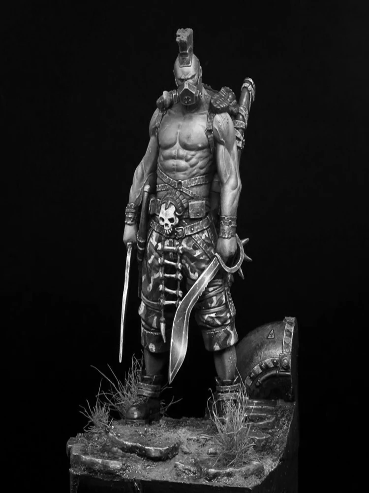 Unmontierter 1/24 75 mm antiker Kriegerständer mit Schwert, Miniaturmodellbausätze aus Kunstharz, unbemalt