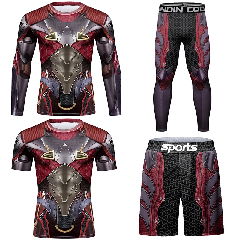 Boxing Compression Sportswear Running Sport Set Men's MMA Muay Thai Jiu Jitsu Rashguard Gym Fitness Workout Clothing Tracksuit