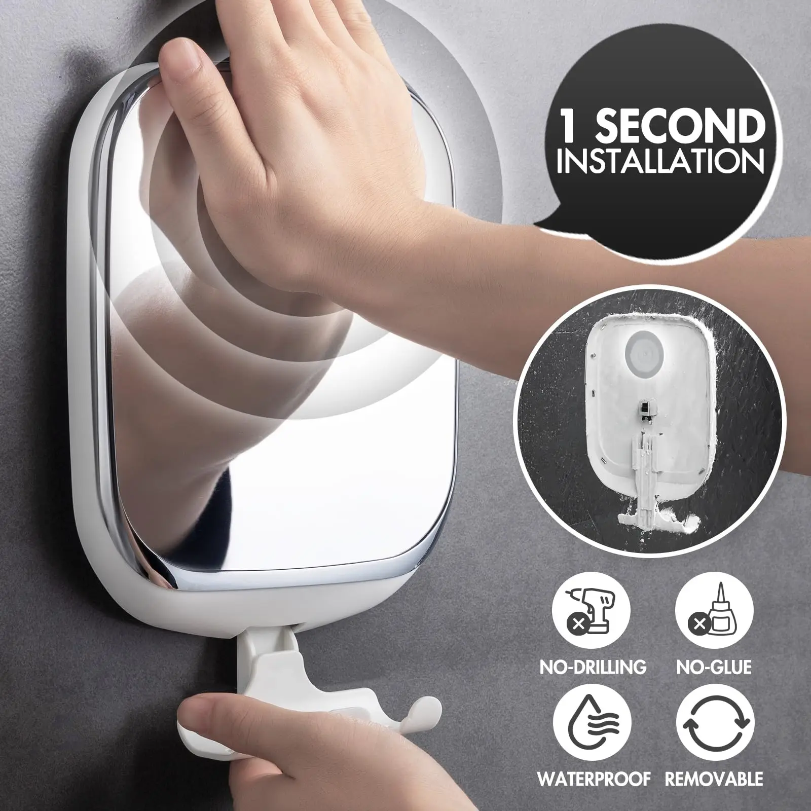 TAILI Shower Fogless Makeup Mirror With Holder Suction Cup Shower Shave Round Mirrors Bathroom Mirrors Washroom 3